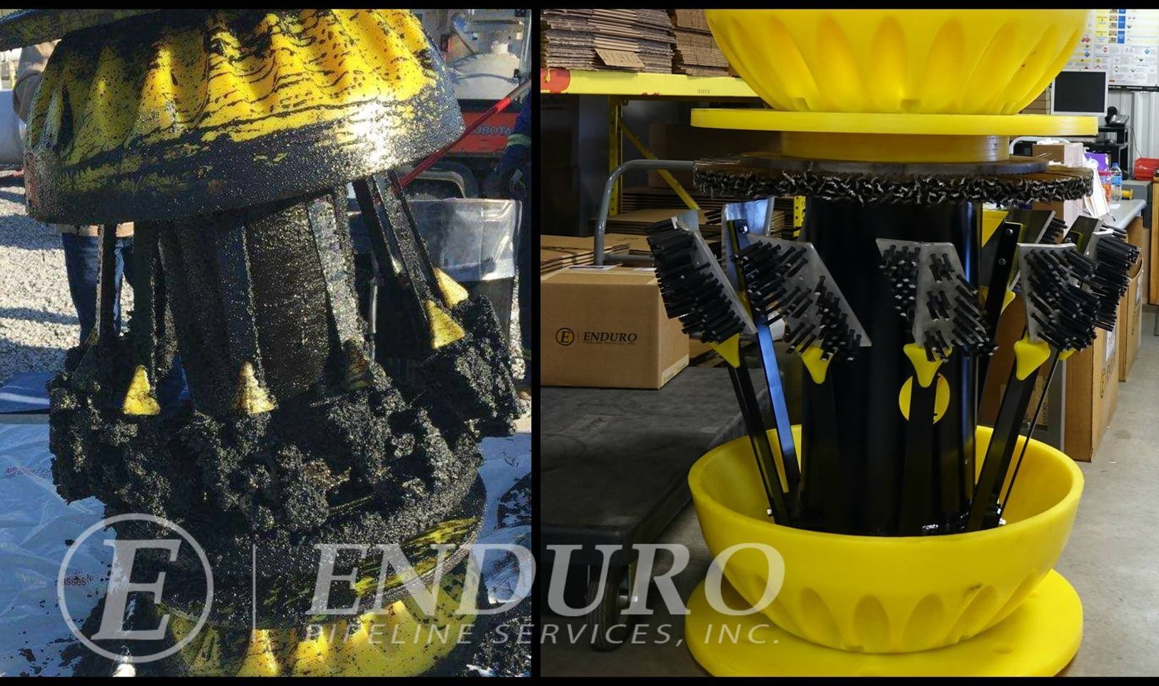Custom cleaning pigs, spring loaded brushes. 
