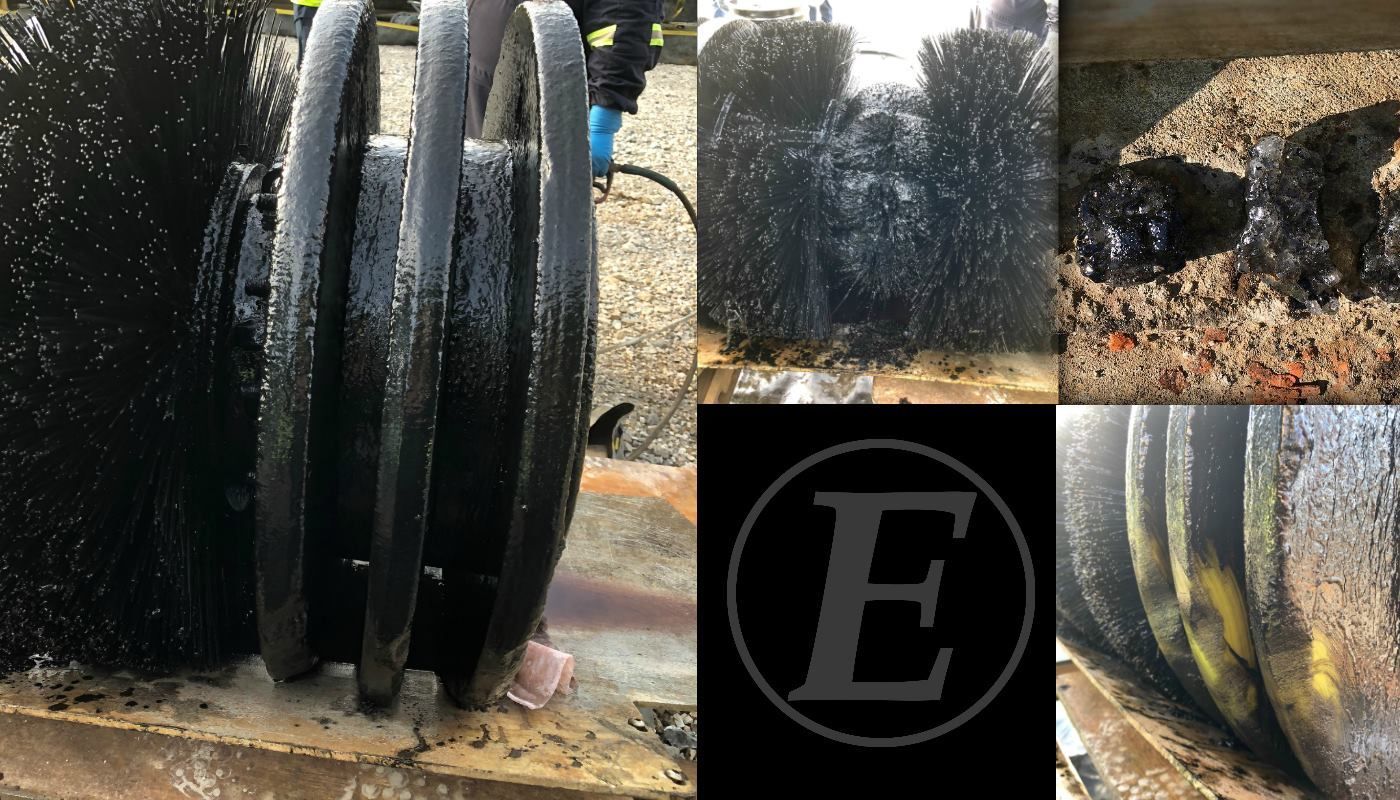 bi directional pipeline cleaning pig with brushes and magnets for debris and black powder removal