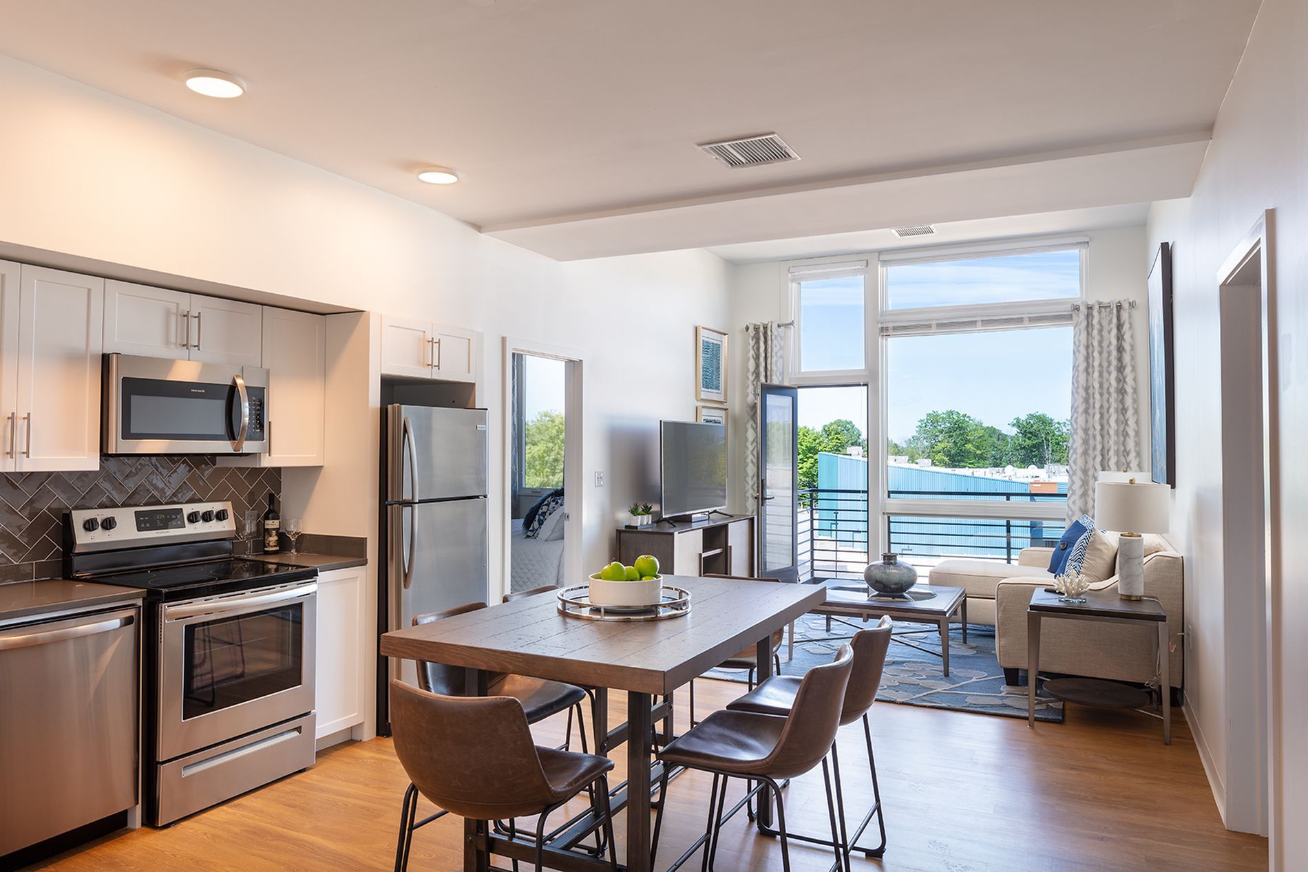 Kitchen, Dining Area, & Living Room at The Veridian Residences.