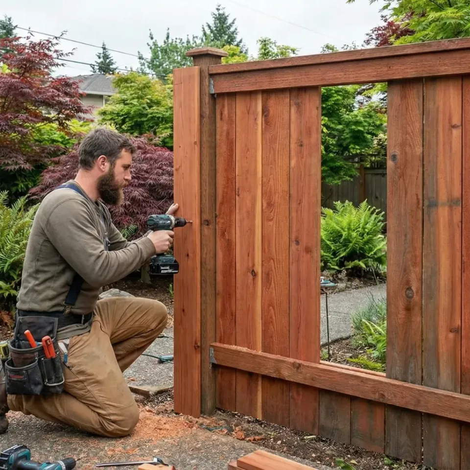 Low maintenance vinyl fence Cypress installation with UV protection