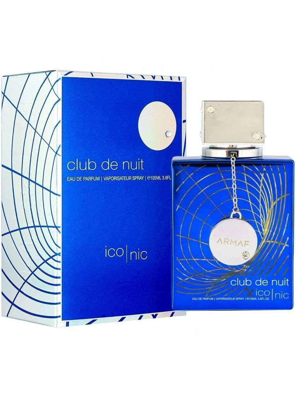 Una botella de perfume Club de Nuit junto a su caja.