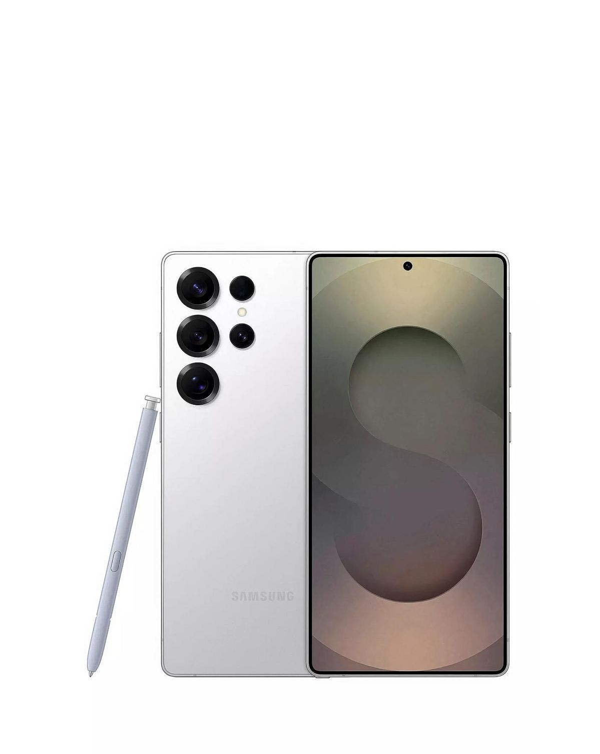 Cuatro teléfonos Samsung Galaxy S23 Ultra en varios colores y un quinto teléfono con lápiz óptico.