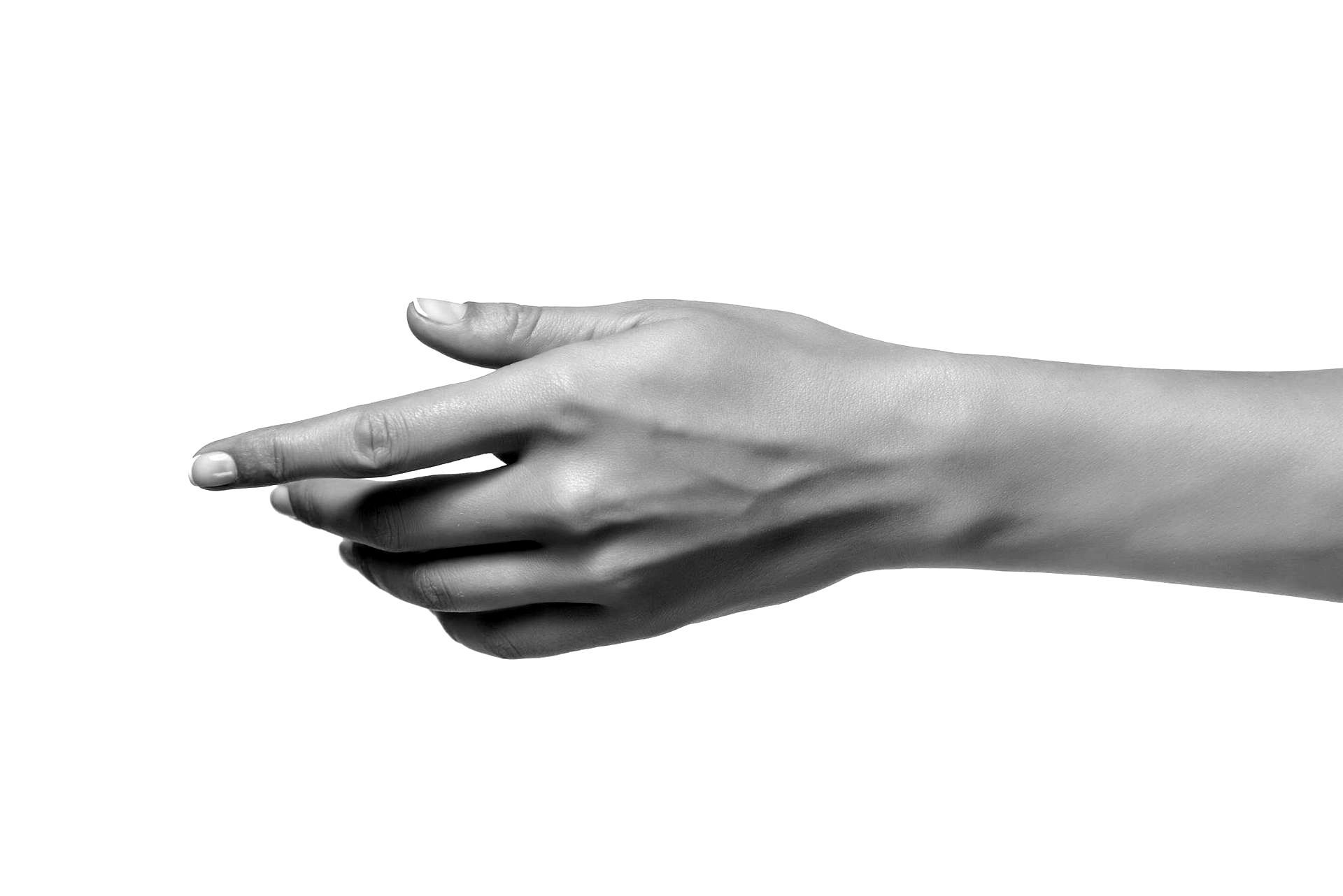 Black and white closeup photo of a female hand looking youthful after hand rejuvenation