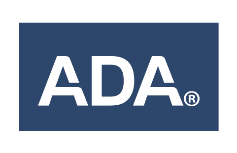 The ada logo is on a blue background.