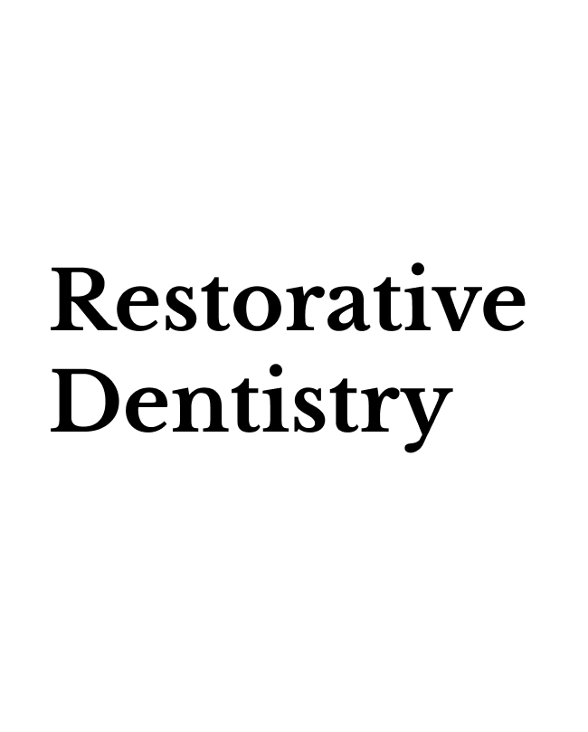 A black and white logo for restorative dentistry on a white background.
