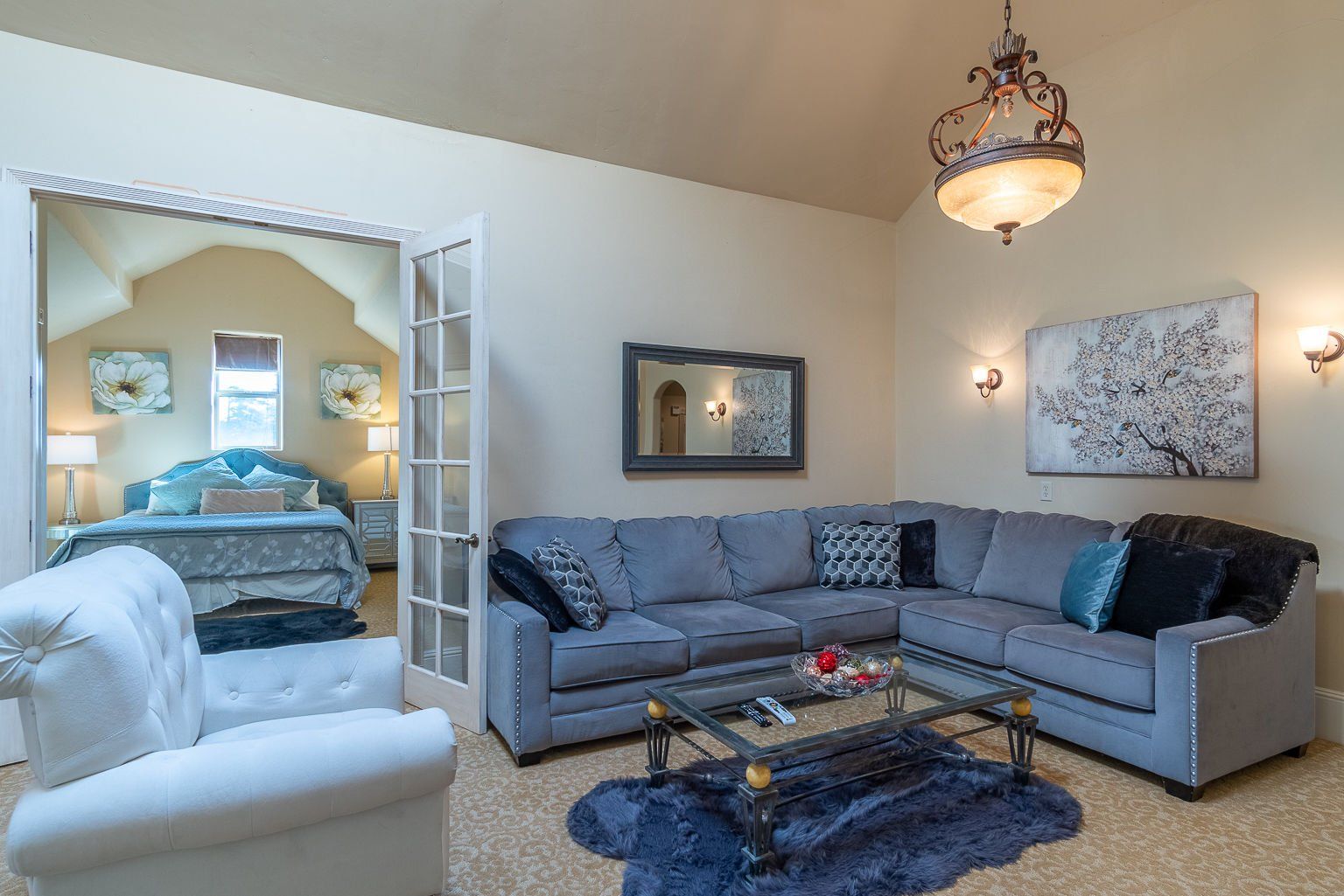 Hilltop Penthouse Suite at Chateau Coralini with Salinas Valley views and elegant Victorian charm.