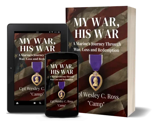 The kindle, paperback and mobile image of Camp's book 'My War, His War'
