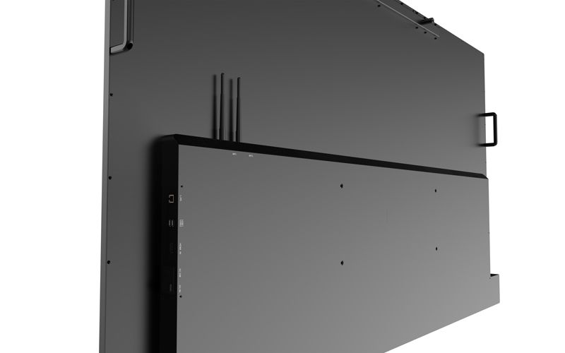 The back of a flat screen tv is shown on a white background.