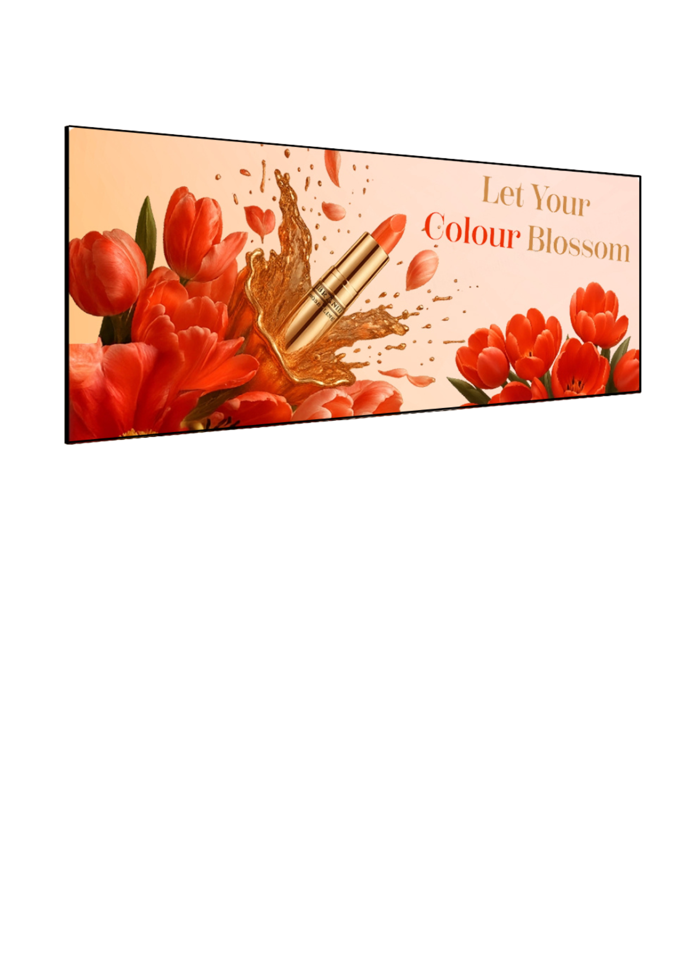 A picture of a lipstick and flowers on a screen.