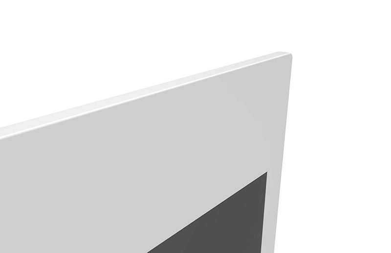 A close up of a white wall with a black border on a white background.