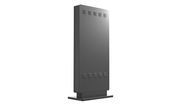 A black sign on a white background that looks like a cell phone.