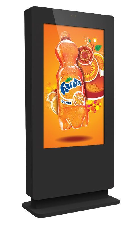 A digital sign with a picture of a bottle of fanta on it.