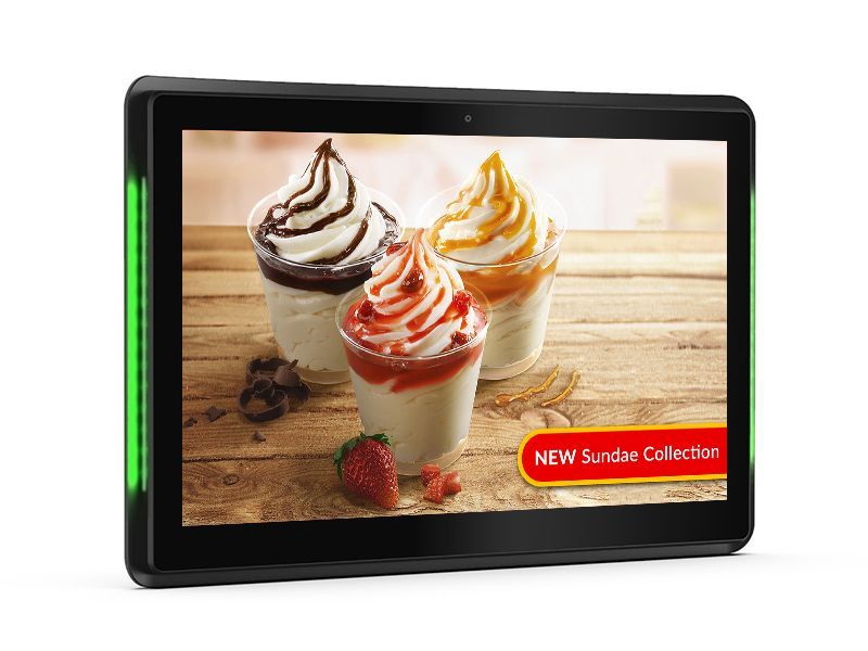 A tablet with a picture of ice cream on it.