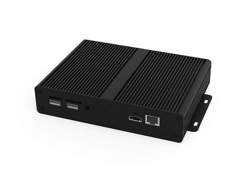 A small black box with two usb ports on the side