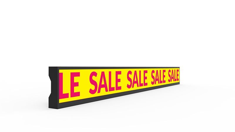 A yellow and pink sign that says `` le sale sale sale sale '' on a white background.