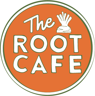 A circular logo with an orange background and green border. It features the words 