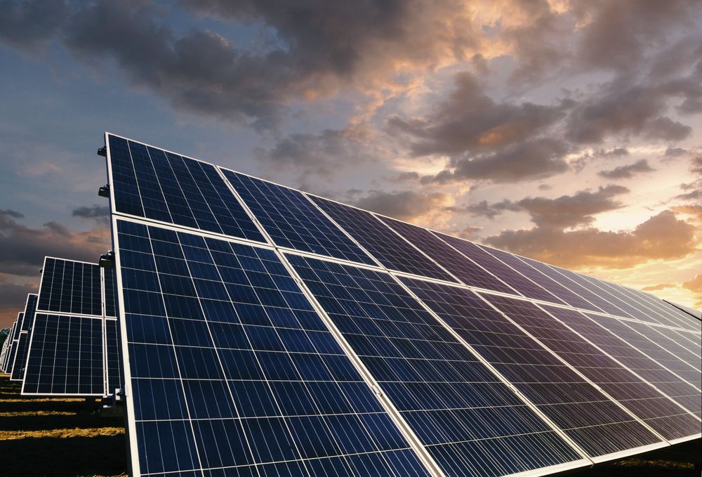 Rows of Solar Panel Outside