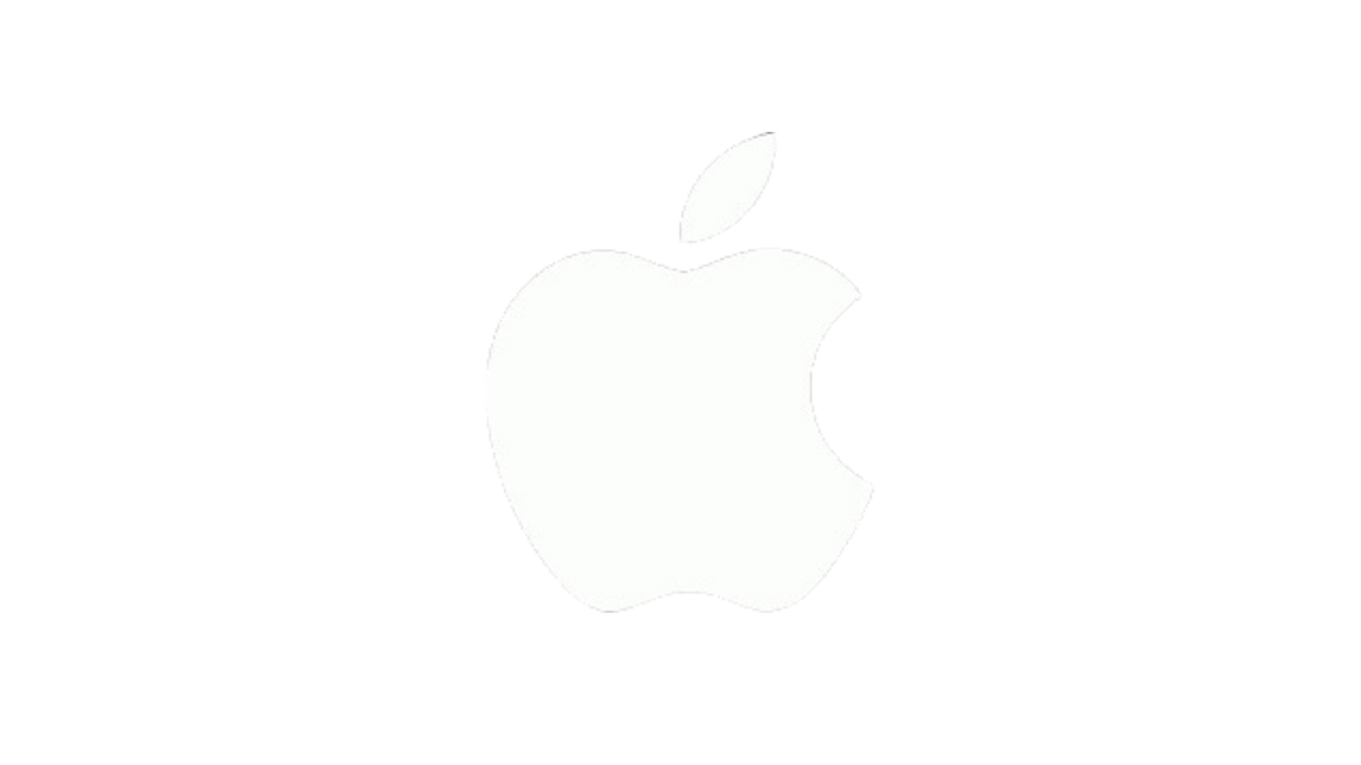 A white apple logo on a white background.