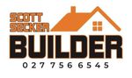 A logo for scott secker builder with a house on it