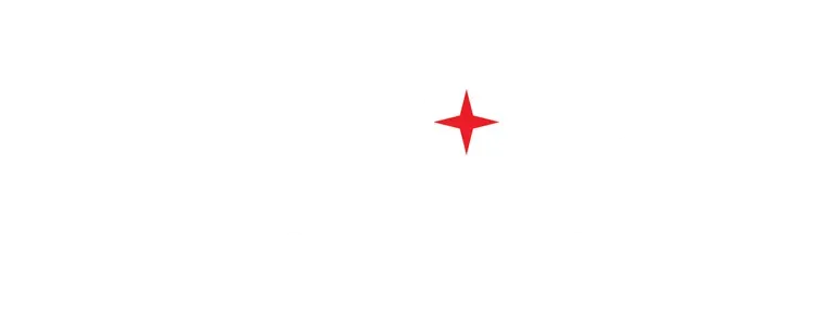 Red four-pointed star on white background.