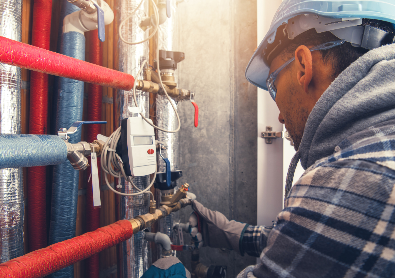 HVAC tech working in house