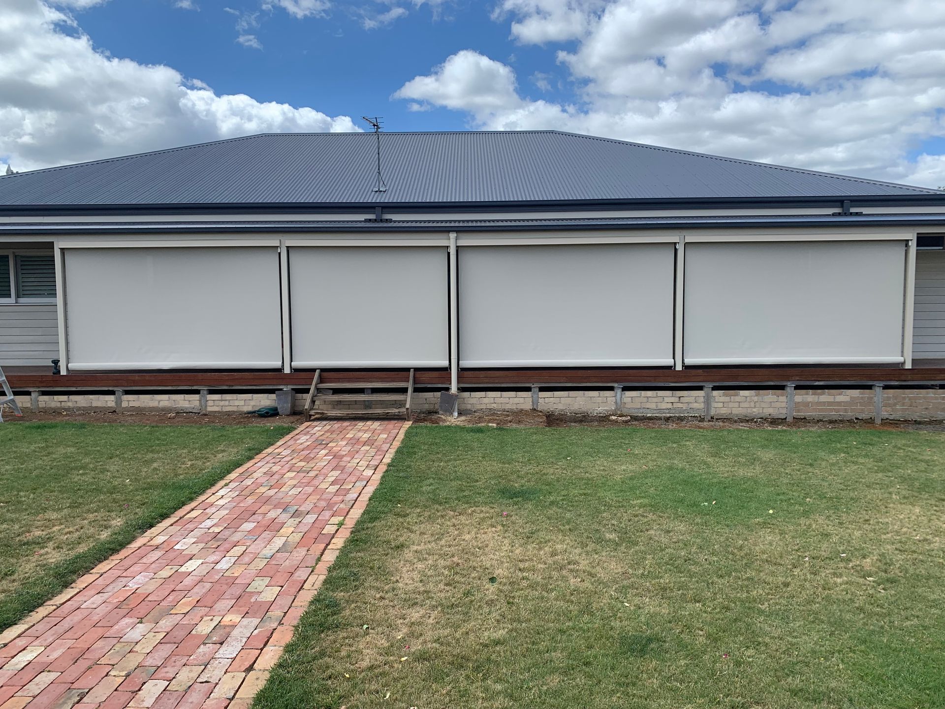 Front Of The House Covered With The  Outdoor Blinds— Ballarat Blinds & Curtains In Wendouree, VIC