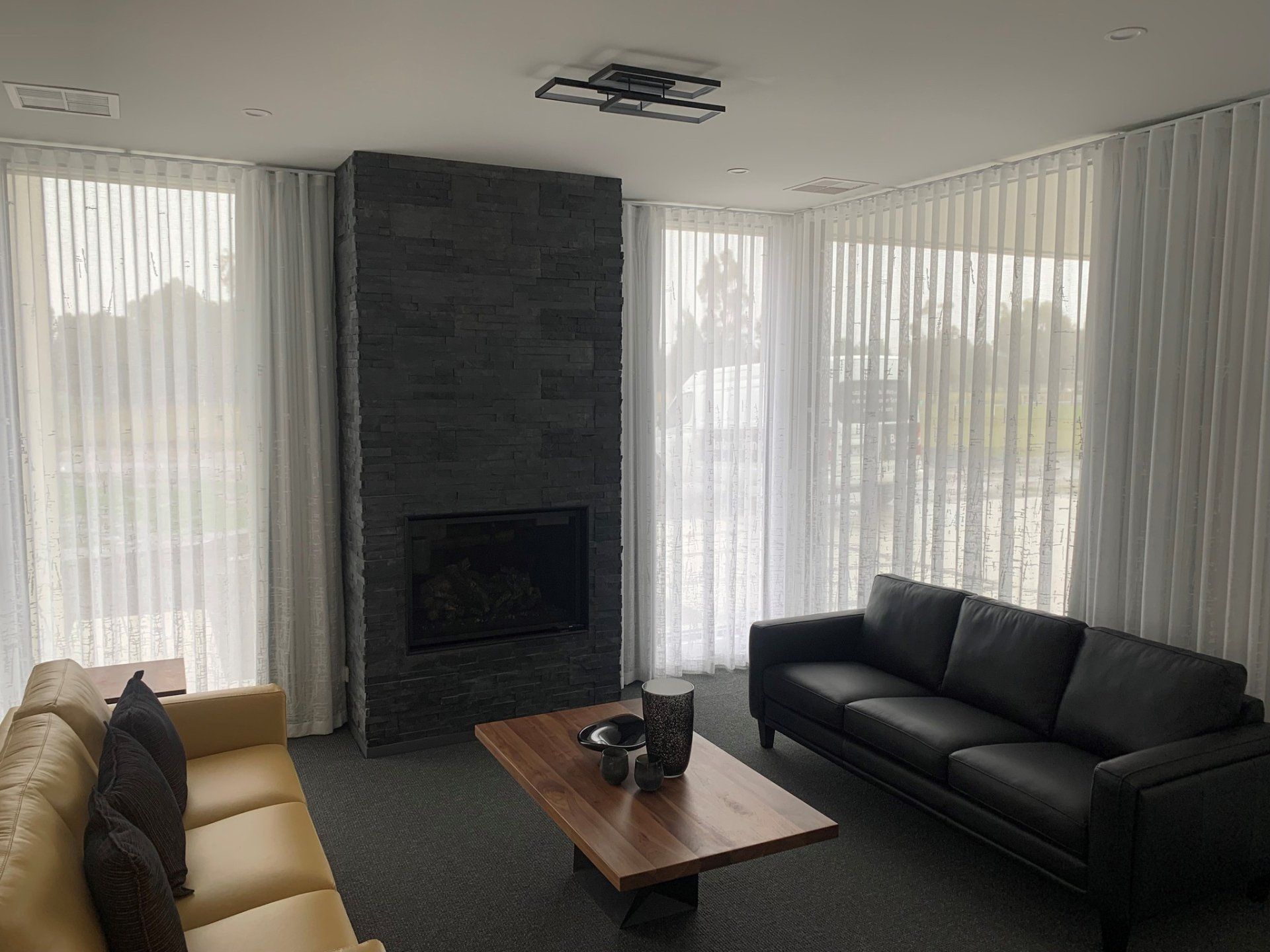 Sheer Curtains With Vertical Window Blinds — Ballarat Blinds & Curtains In Wendouree, VIC