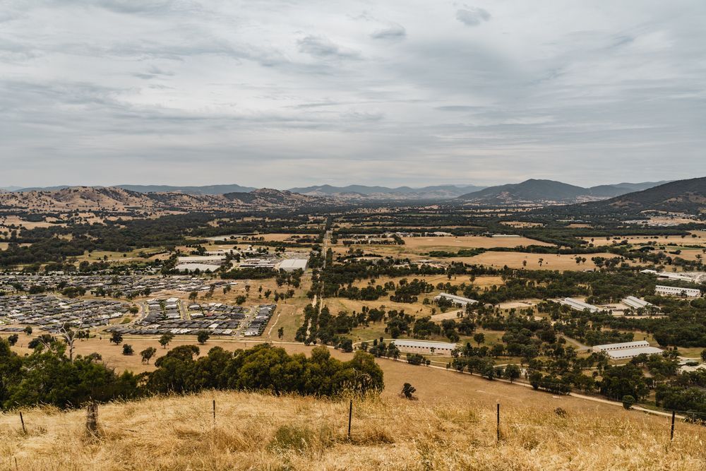 Overhead View of a Valley With a Town — Donaldson Plumbing & Excavations in Wodonga, VIC