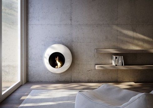 caminetto installato a parete