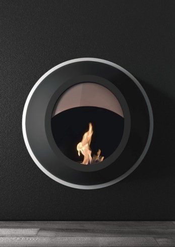 caminetto circolare installato a muro