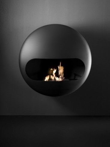 caminetto a parete a forma ovale