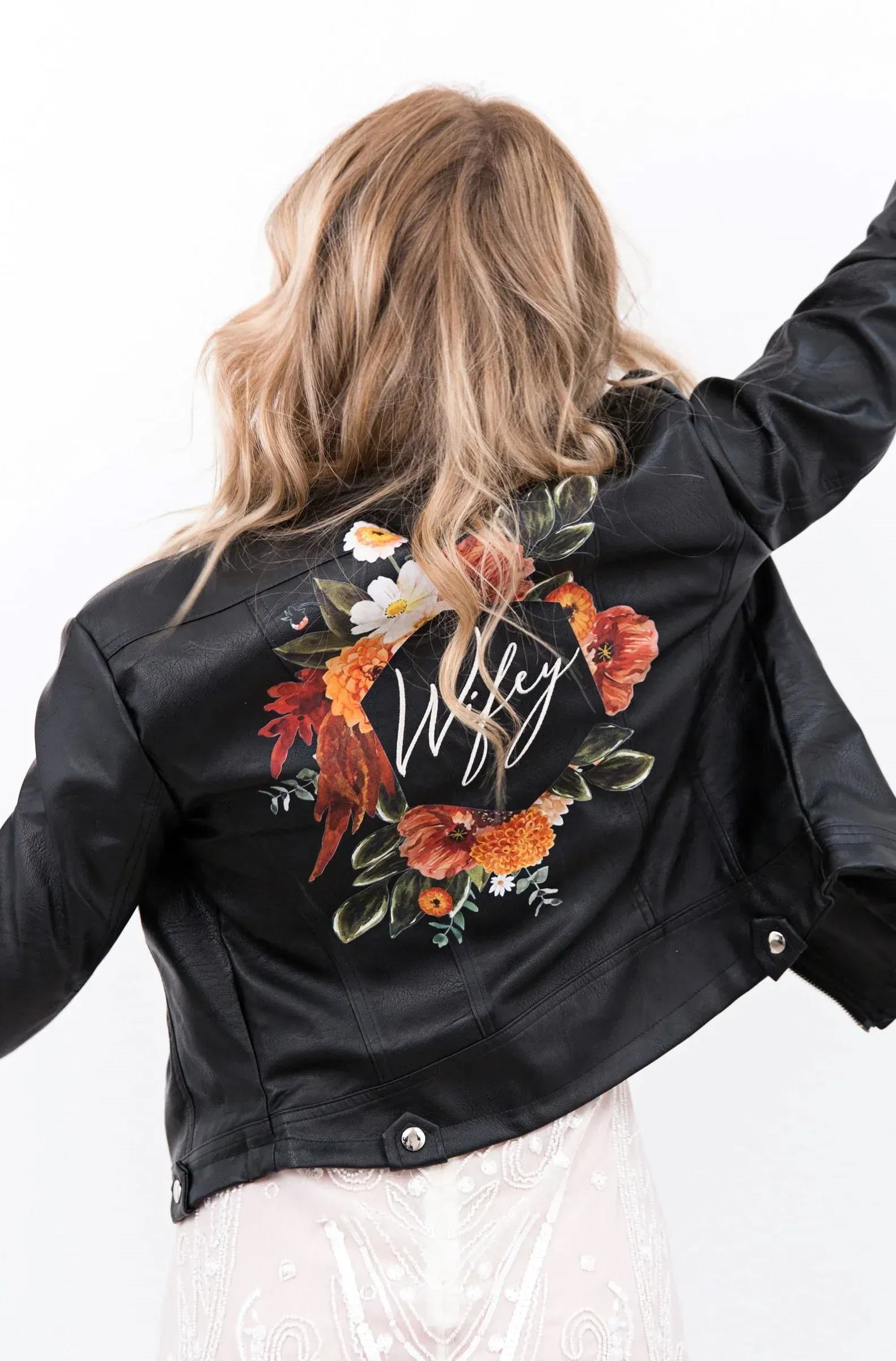 Lederjacken als Brautjacke bedruckt