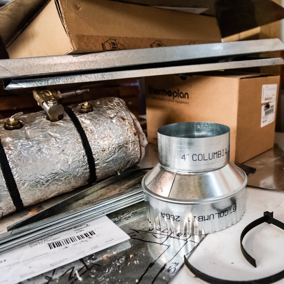 A metal pipe with the word columbus on it