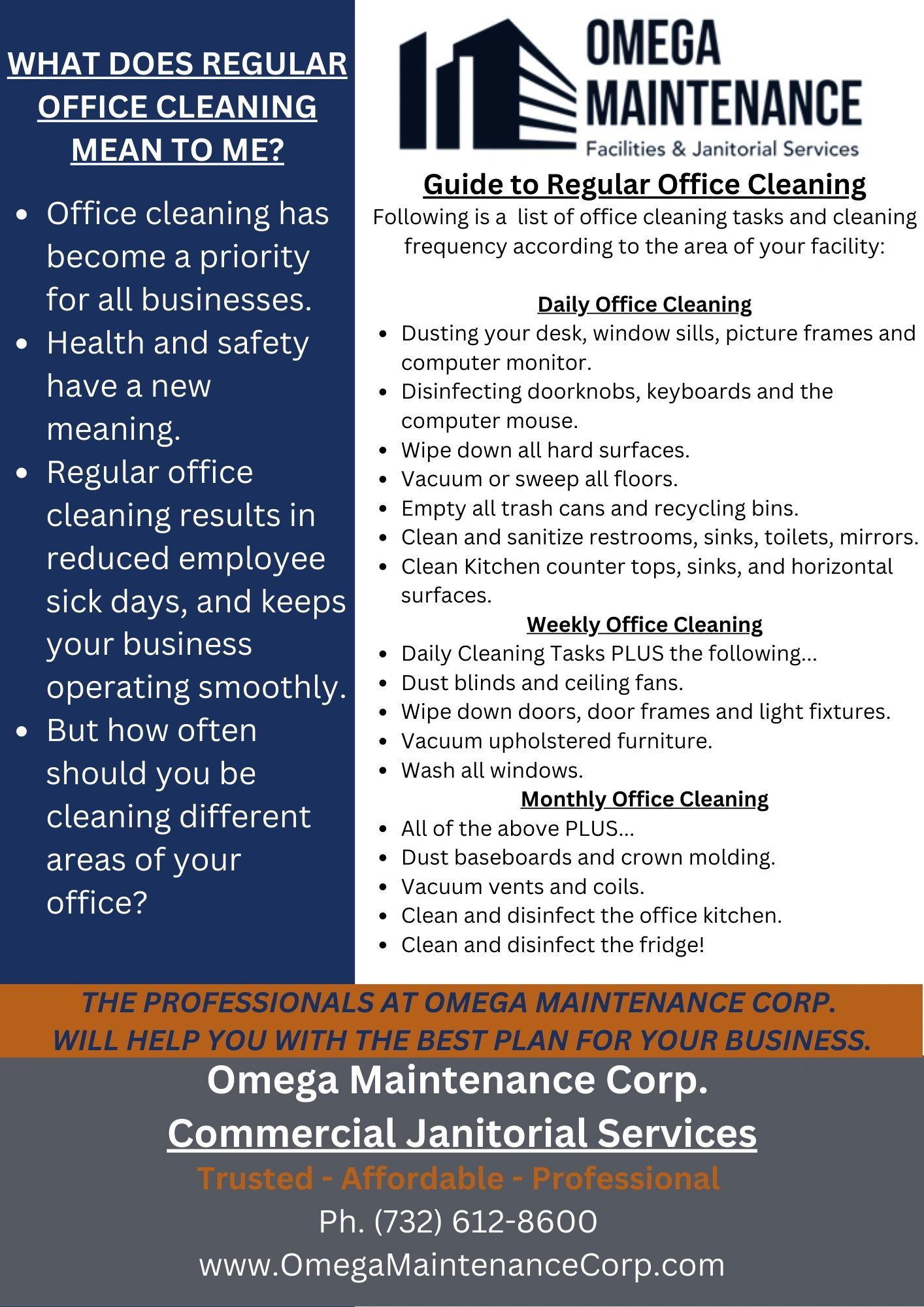 Guide to Regular Office Cleaning Newsletter — Elizabeth, NJ — Omega Maintenance Corp