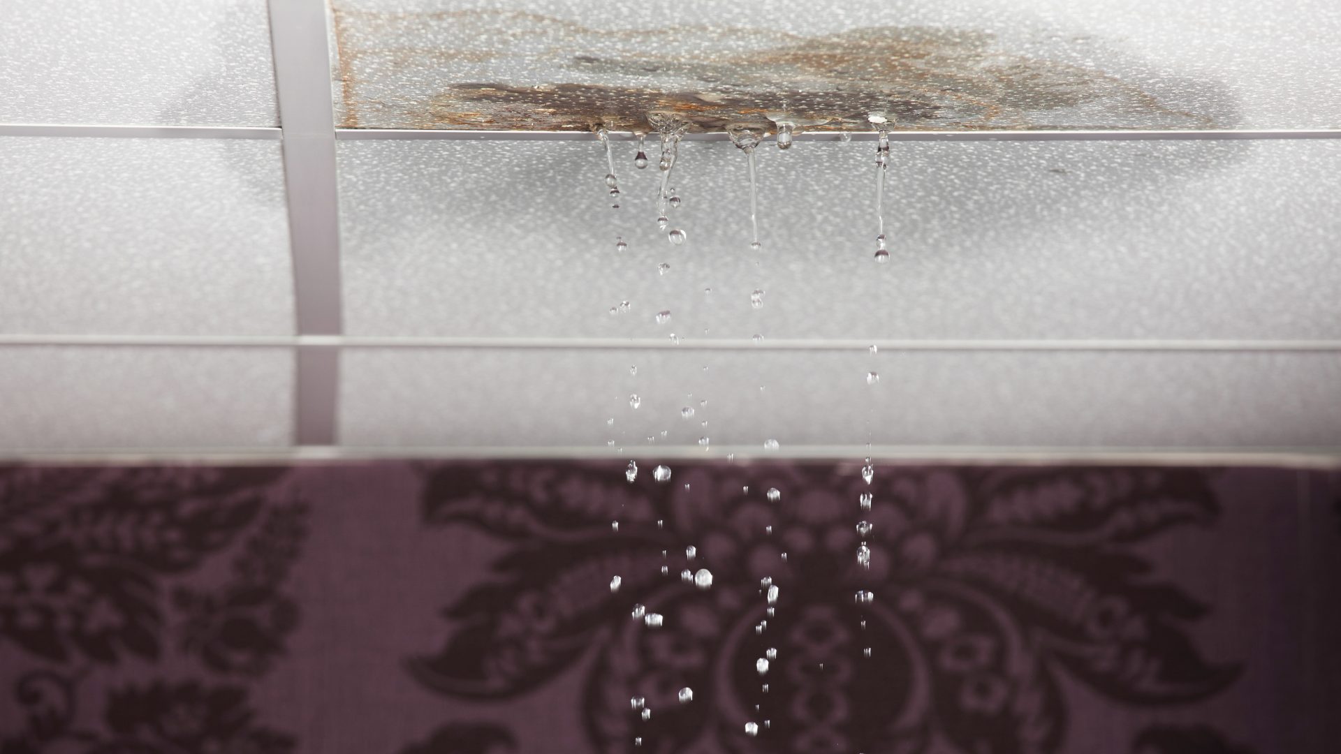 A ceiling with water coming out of it