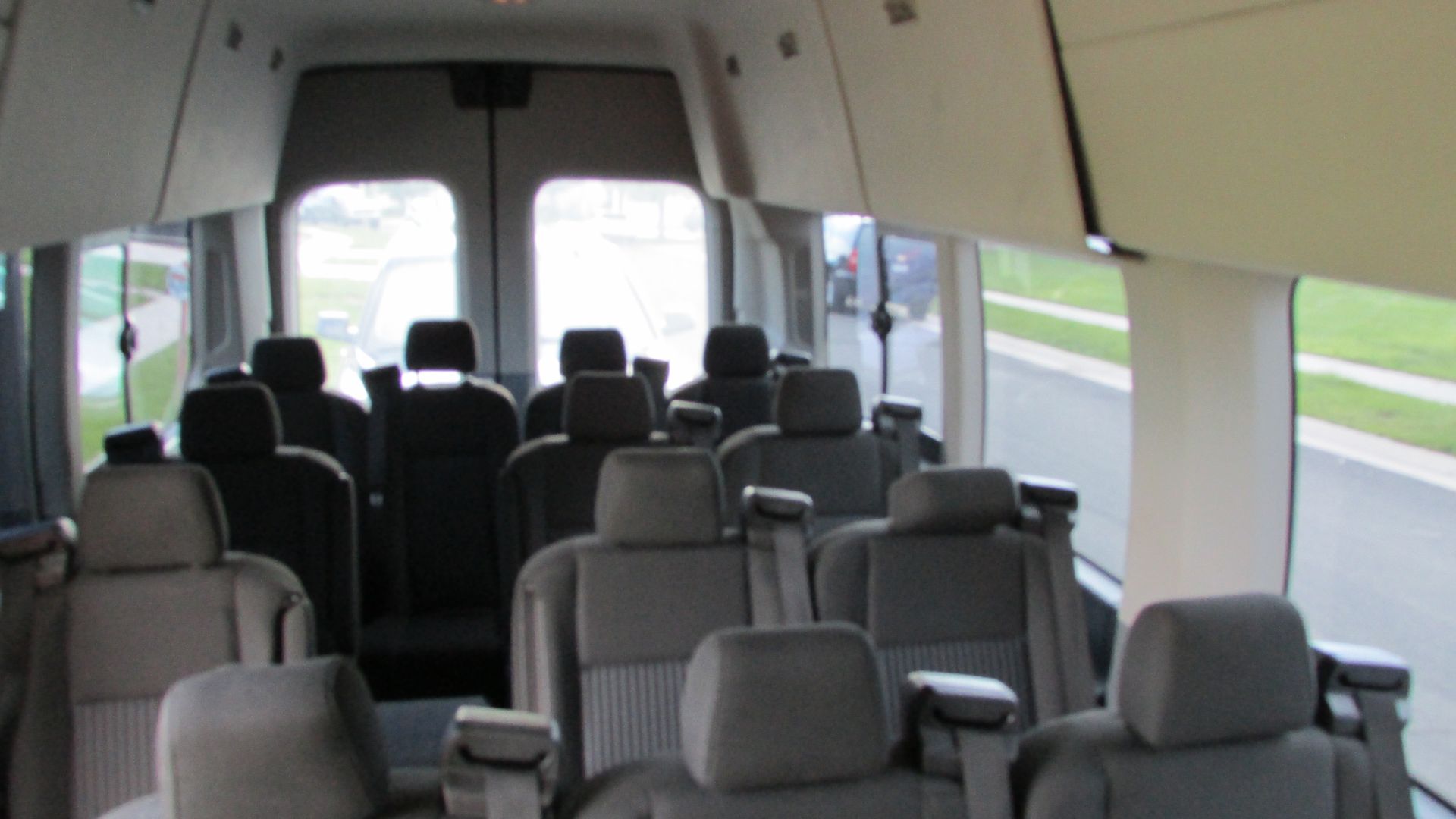 The inside of a van with a lot of seats