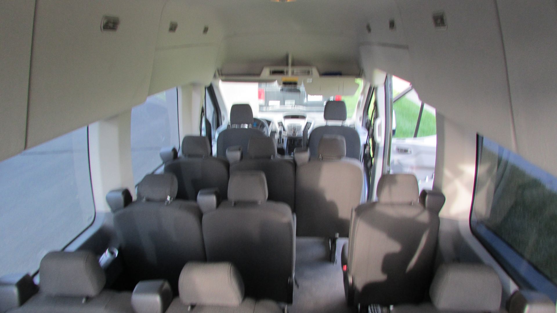 The inside of a van with a lot of seats