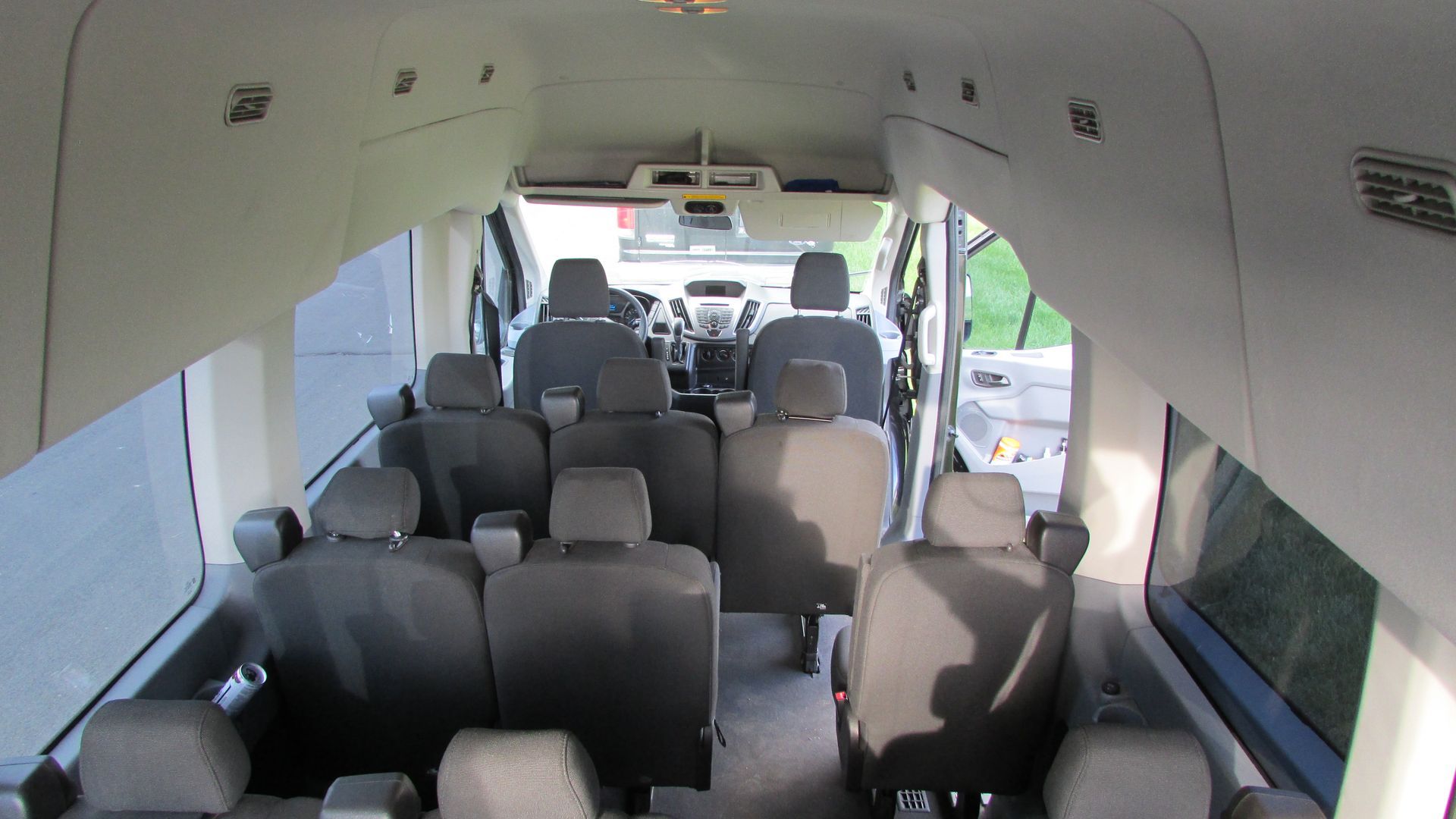 The inside of a van with a lot of seats