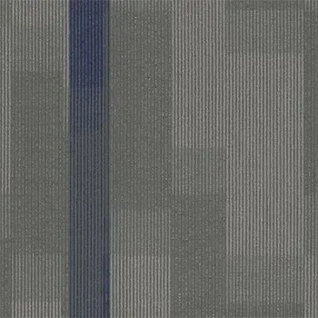 A close up of a carpet with a blue stripe on it.
