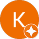 The letter k is in an orange circle with a white star.