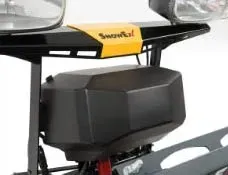 Close-up of a black utility box on a vehicle, with a yellow bar labeled 