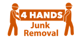 A logo for a company called 4 hands junk removal