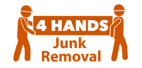 A logo for a company called 4 hands junk removal