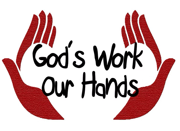 A logo that says god 's work our hands