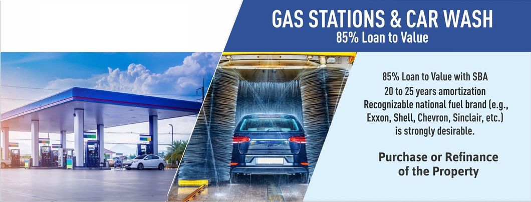 An advertisement for gas stations and car wash with a picture of a car being washed.