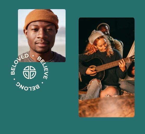 A picture of a man and a picture of a woman playing a guitar with the words beloved believe below them