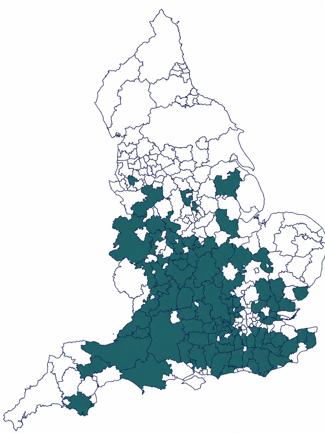 Map of England showing Nexus Strategic Land project coverage