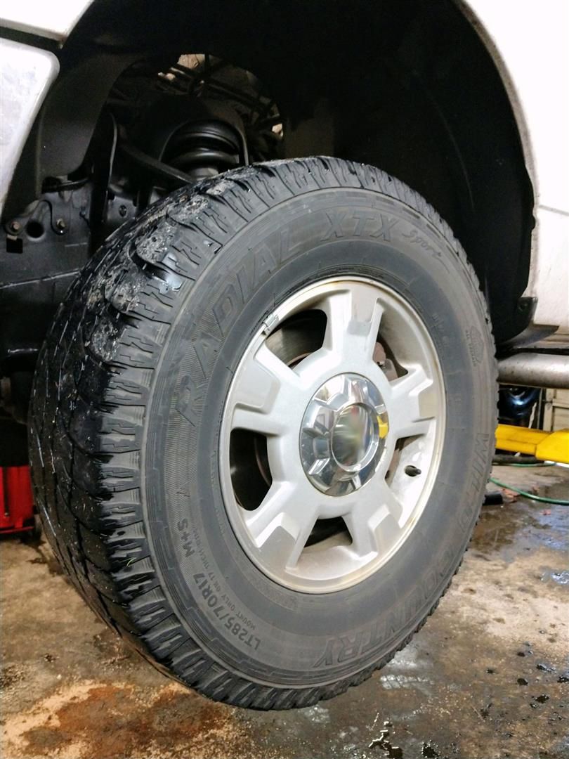 A close up of a tire on a white truck | J&H Automotive