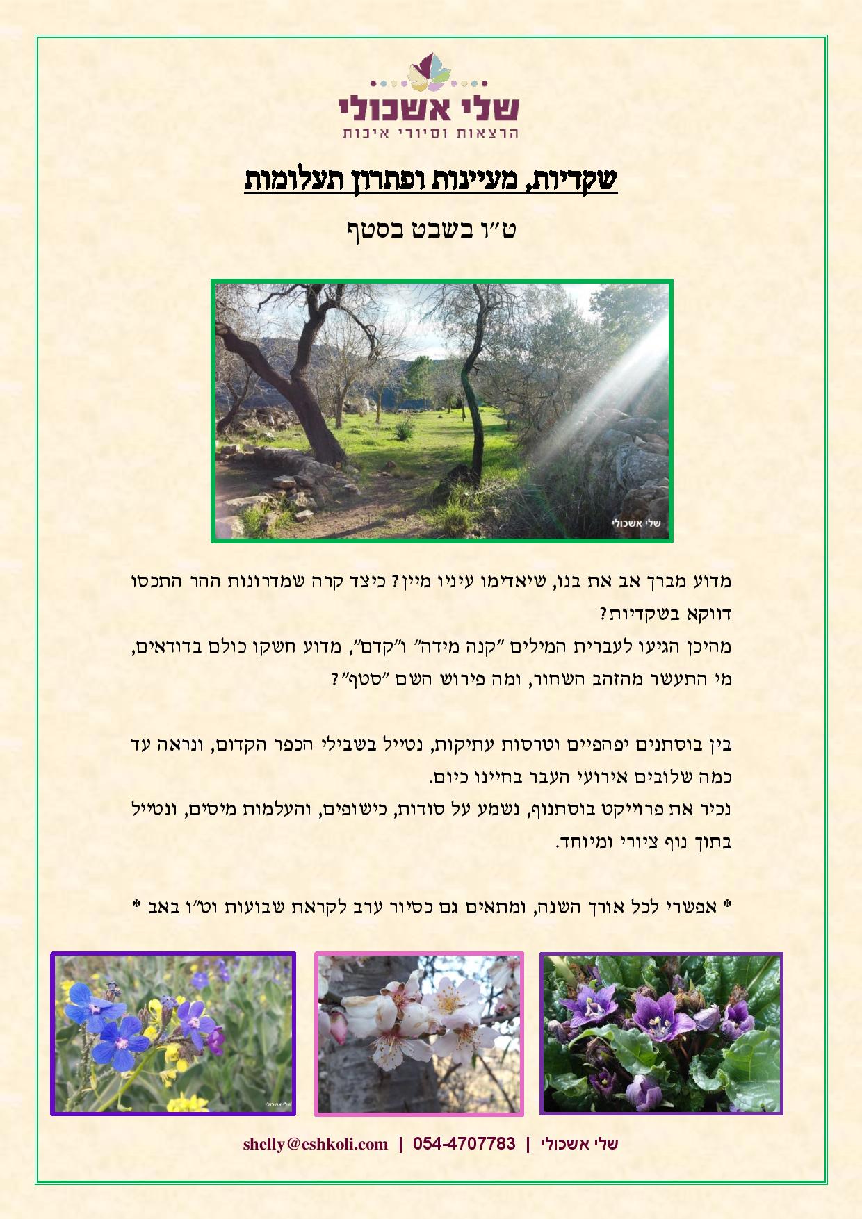 Poster: Title, photo of trees, text about nature, floral photos below.