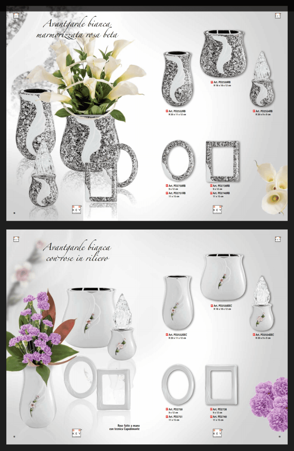 catalogo di articoli funebri marmorizzati e bianchi